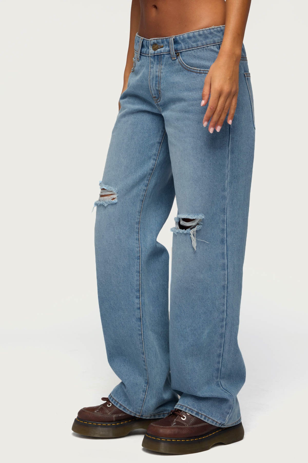 Juju Distressed Low Rise Baggy Jeans - Image 3