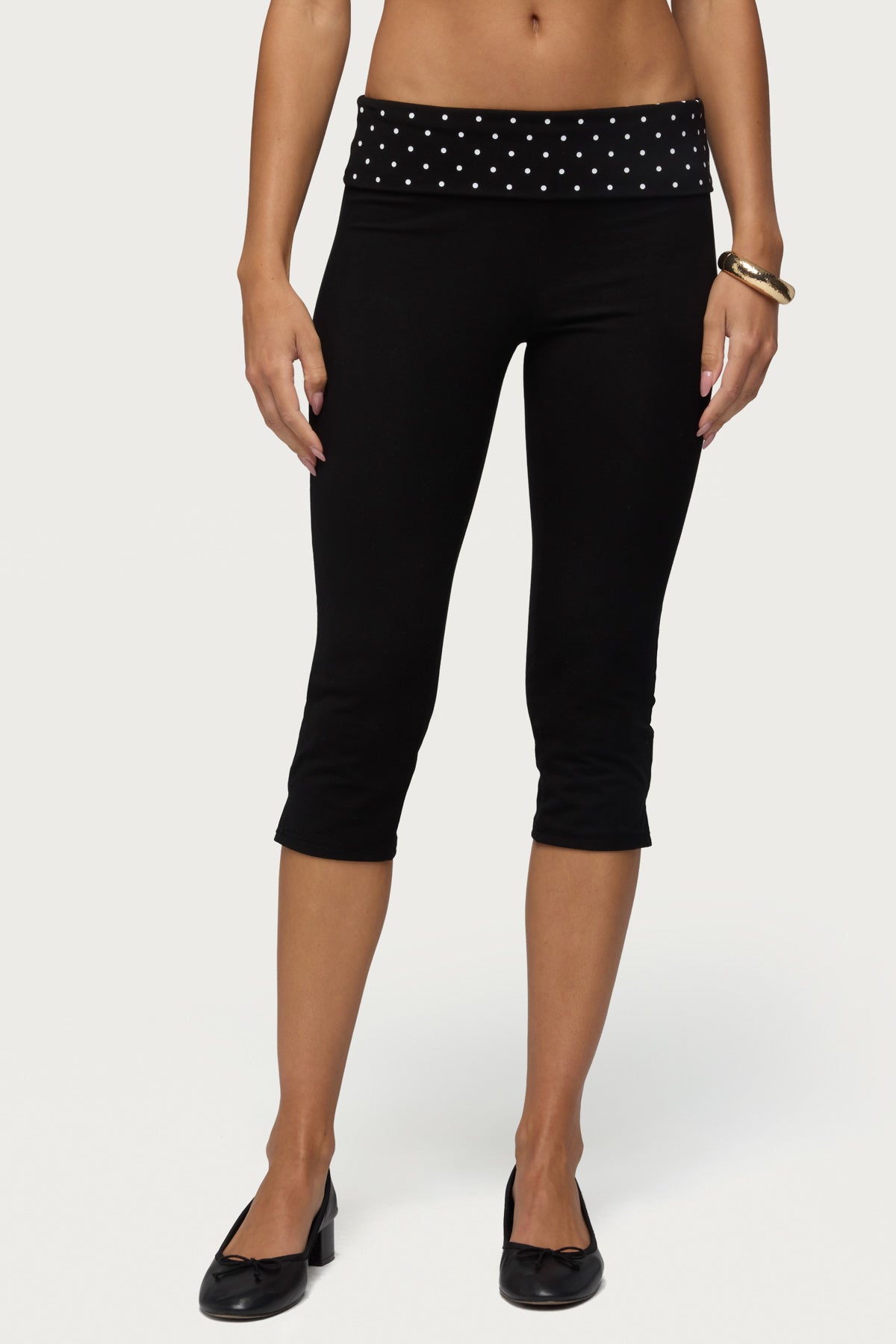 Genni Polka Dot Foldover Capri Pants - Image 2