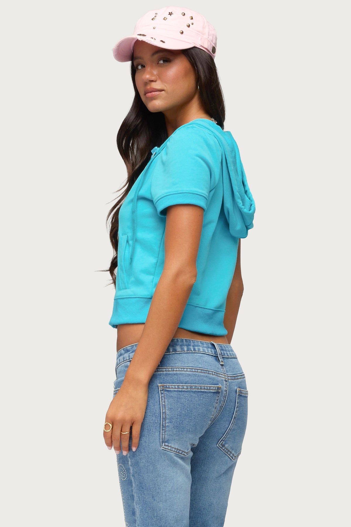 Daisi Short Sleeve Hoodie Top - Image 4